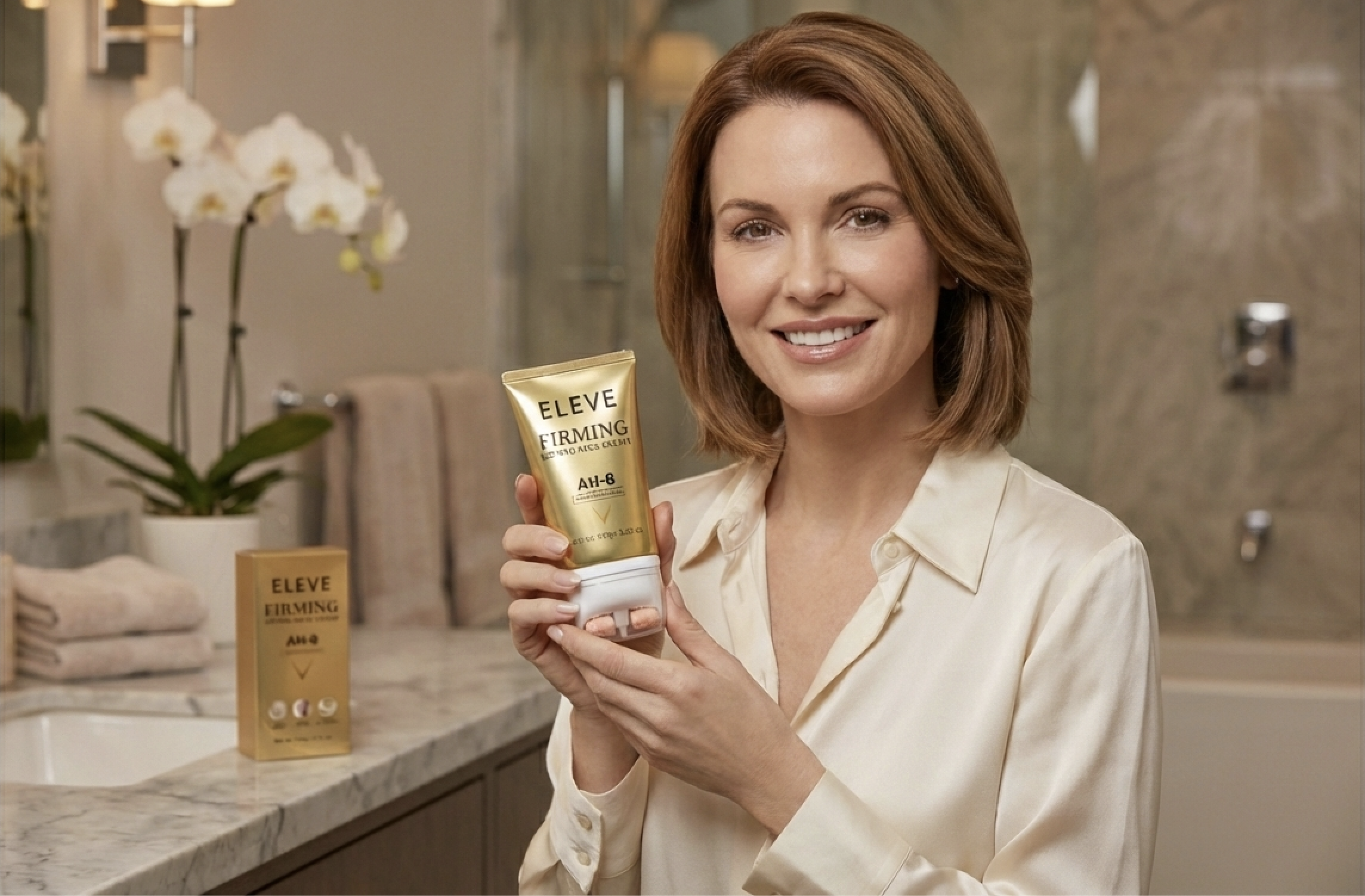 Woman holding Eleve Firming Cream